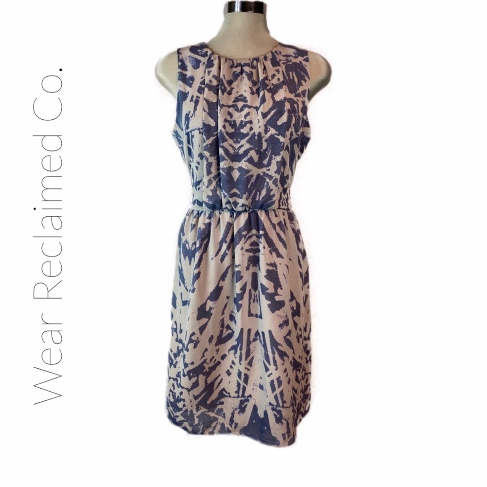 MEXX Chiffon Abstract Blue & Ivory Midi Dress